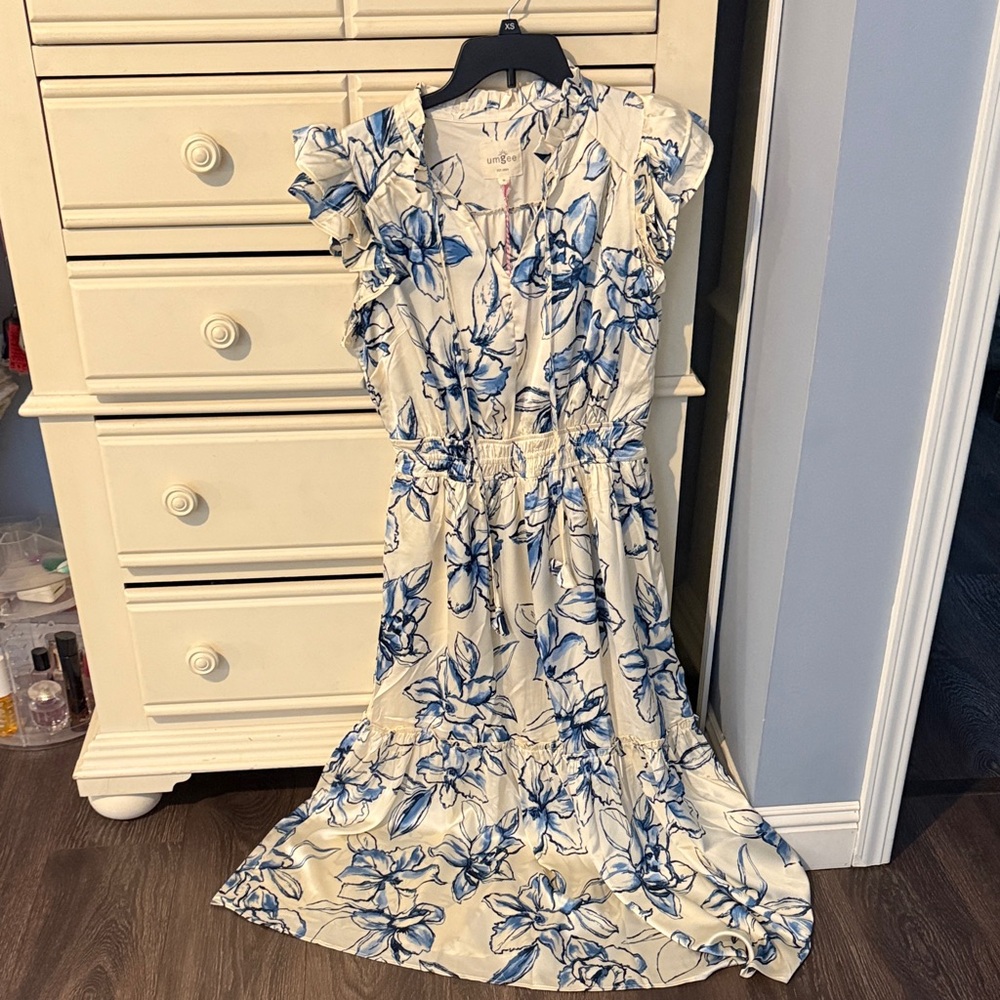 Umgee Blue Floral Maxi Dress